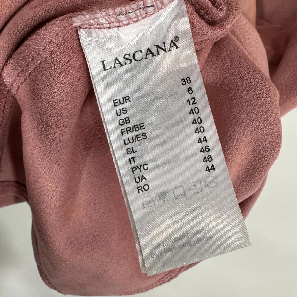 Lascana Women’s Size 6 Small Solid Pink Faux Suede Fitted Sheath Mini Dress - Picture 5 of 10
